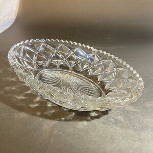 Relish Dish, Clear Diamond Bloch Pattern 8.5 x 5 (507)